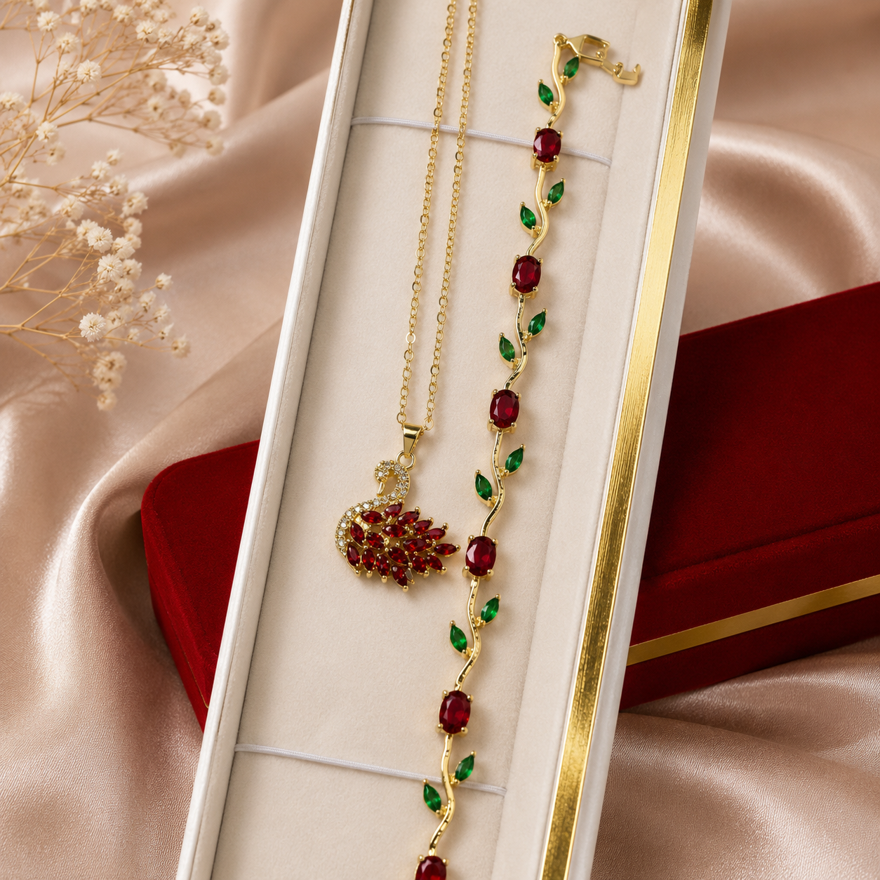 Parure Cygne Noir Élégance – Collier & Bracelet