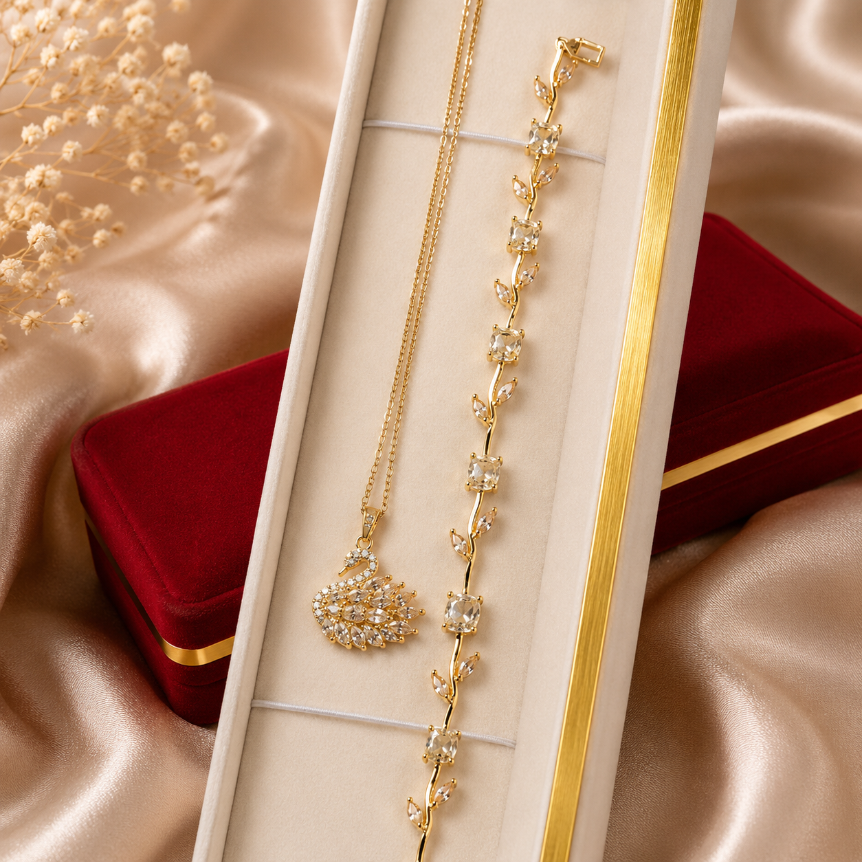 Parure Cygne Noir Élégance – Collier & Bracelet