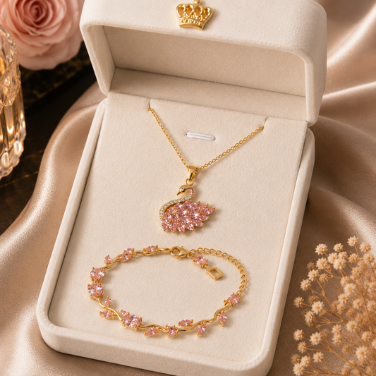 Parure Cygne Noir Élégance – Collier & Bracelet